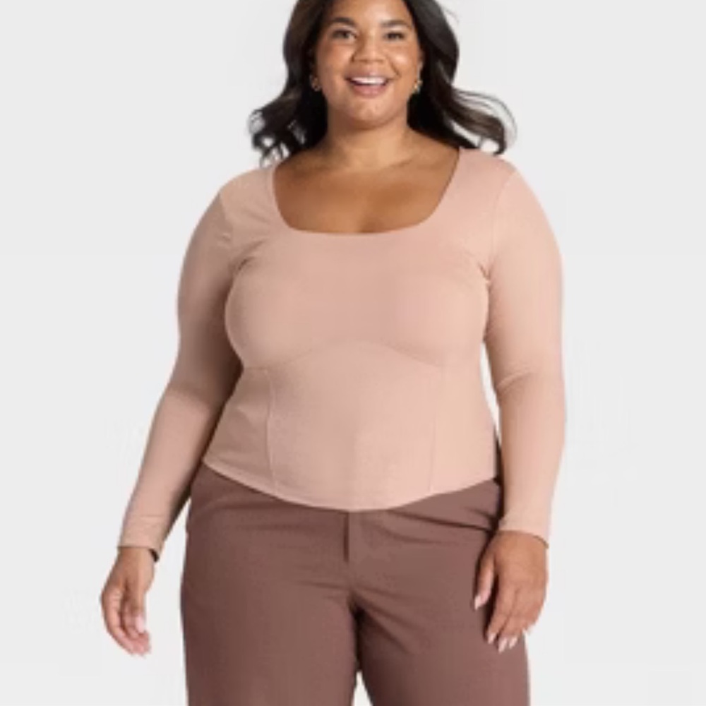 A New day Women's Slim Fit Long Sleeve Corset Top